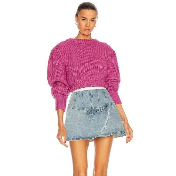 ISABEL MARANT ÉTOILE NWT Pleane Shaker Knit Sweater Jumper Pink 40 - Picture 1 of 14